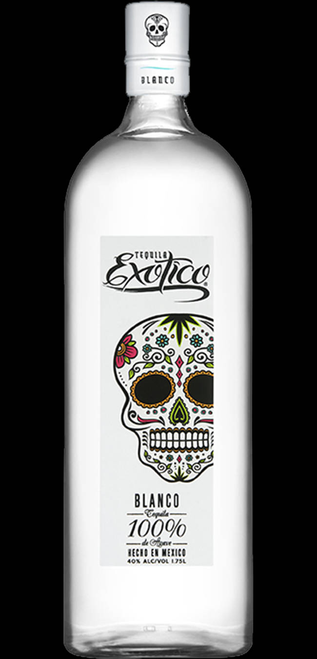 Bottigliatrasparente Di Tequila Blanco Exotico Sfondo