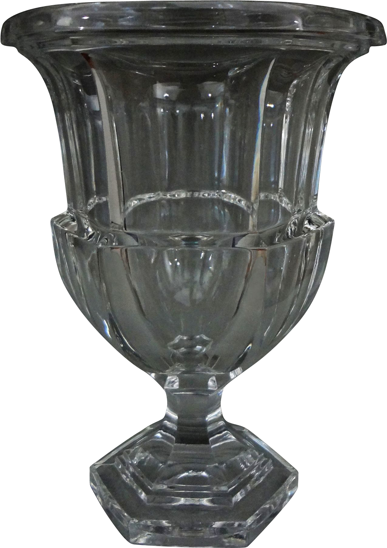 Clear Glass Pedestal Vase PNG