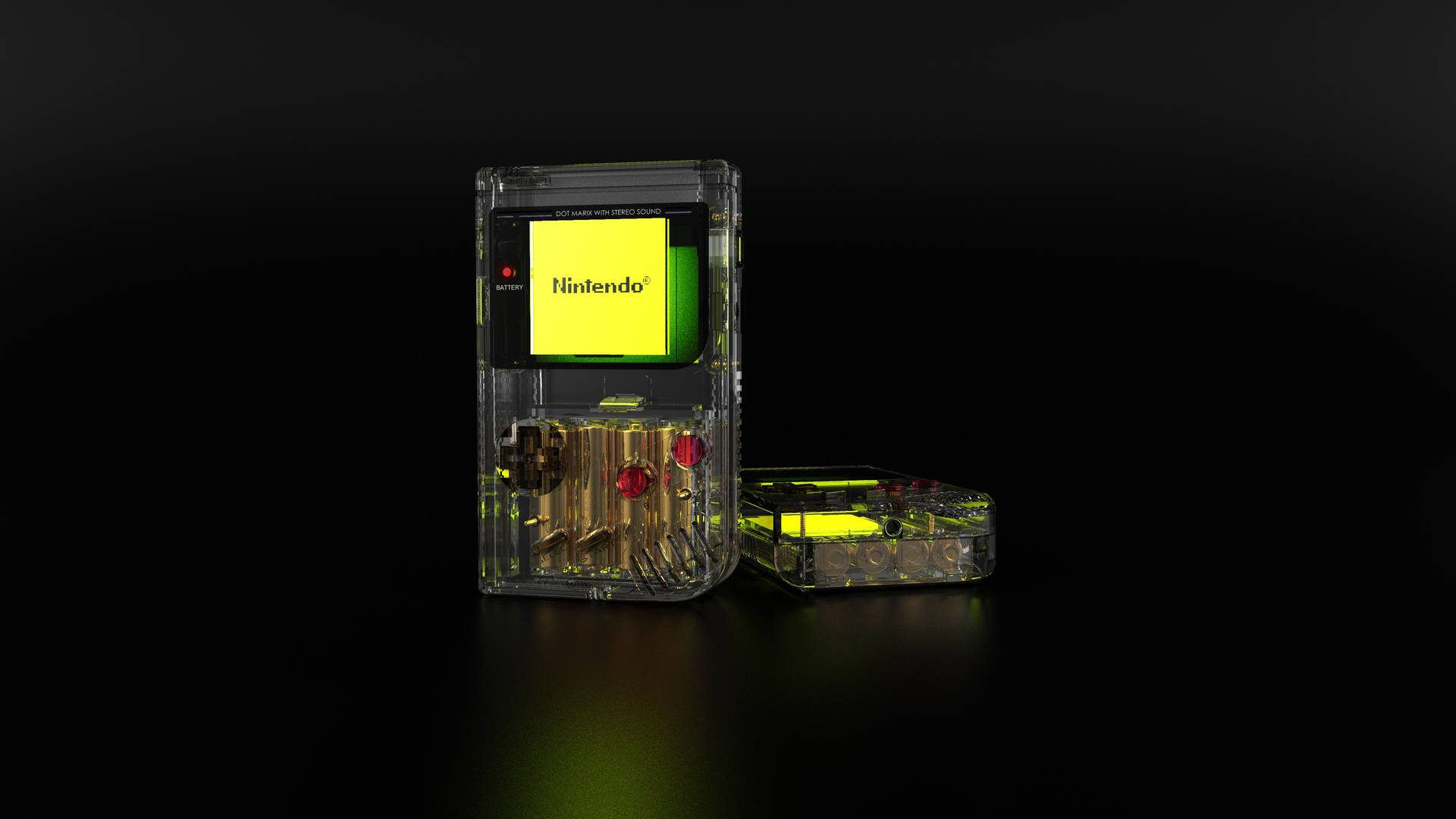Modelosclaros De Nintendo Game Boy Brillando En Verde. Fondo de pantalla
