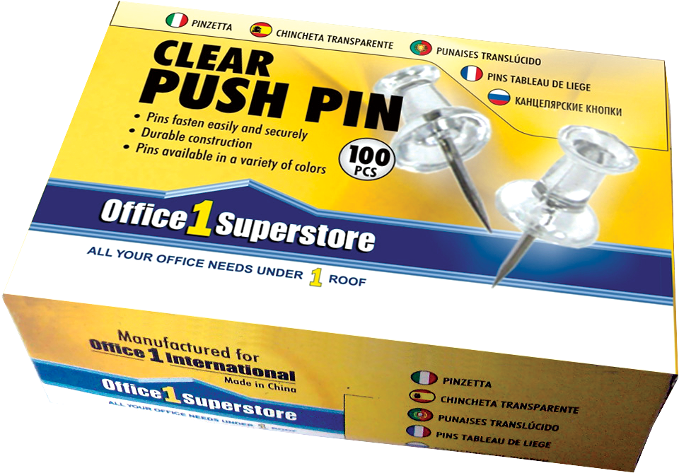 Clear Push Pins Packaging Office1 Superstore PNG