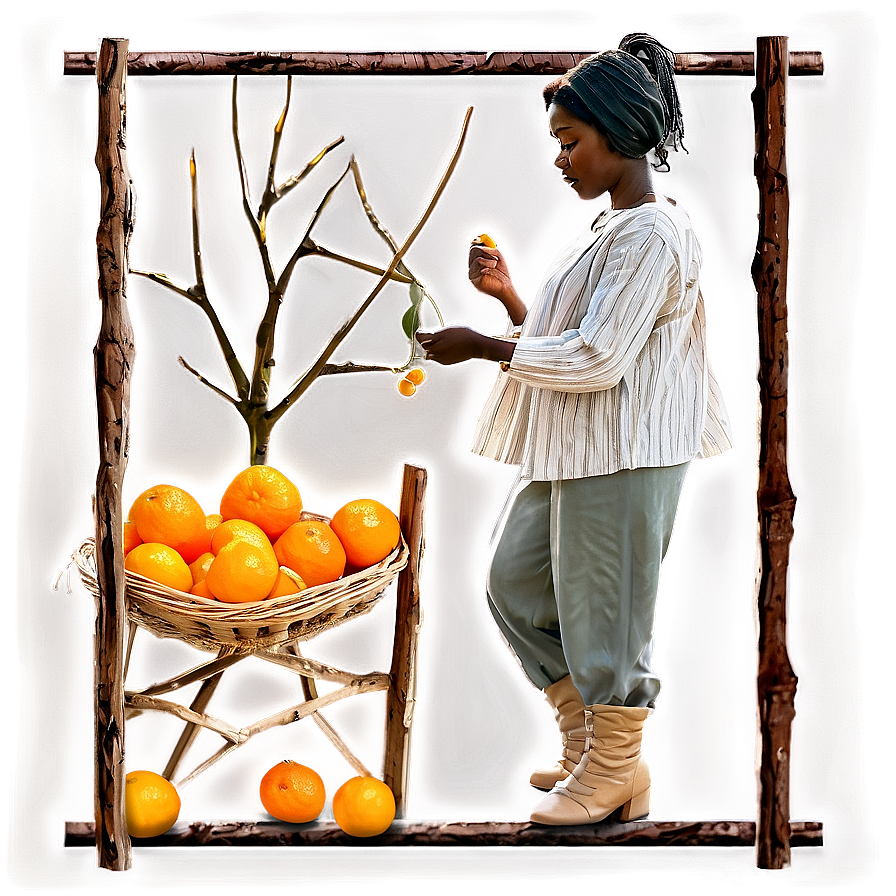 Clementine Harvest Scene Png 06252024 PNG