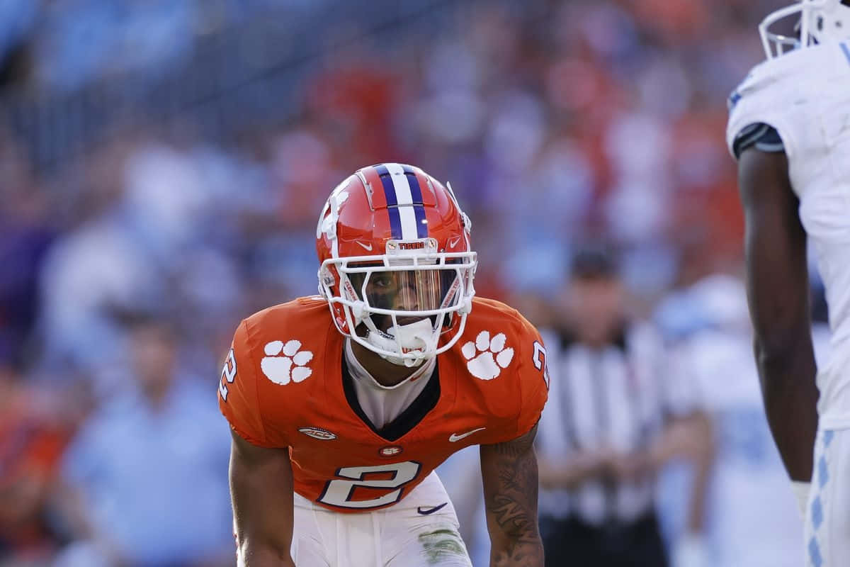 Clemson Player Ready For Action Wallpaper