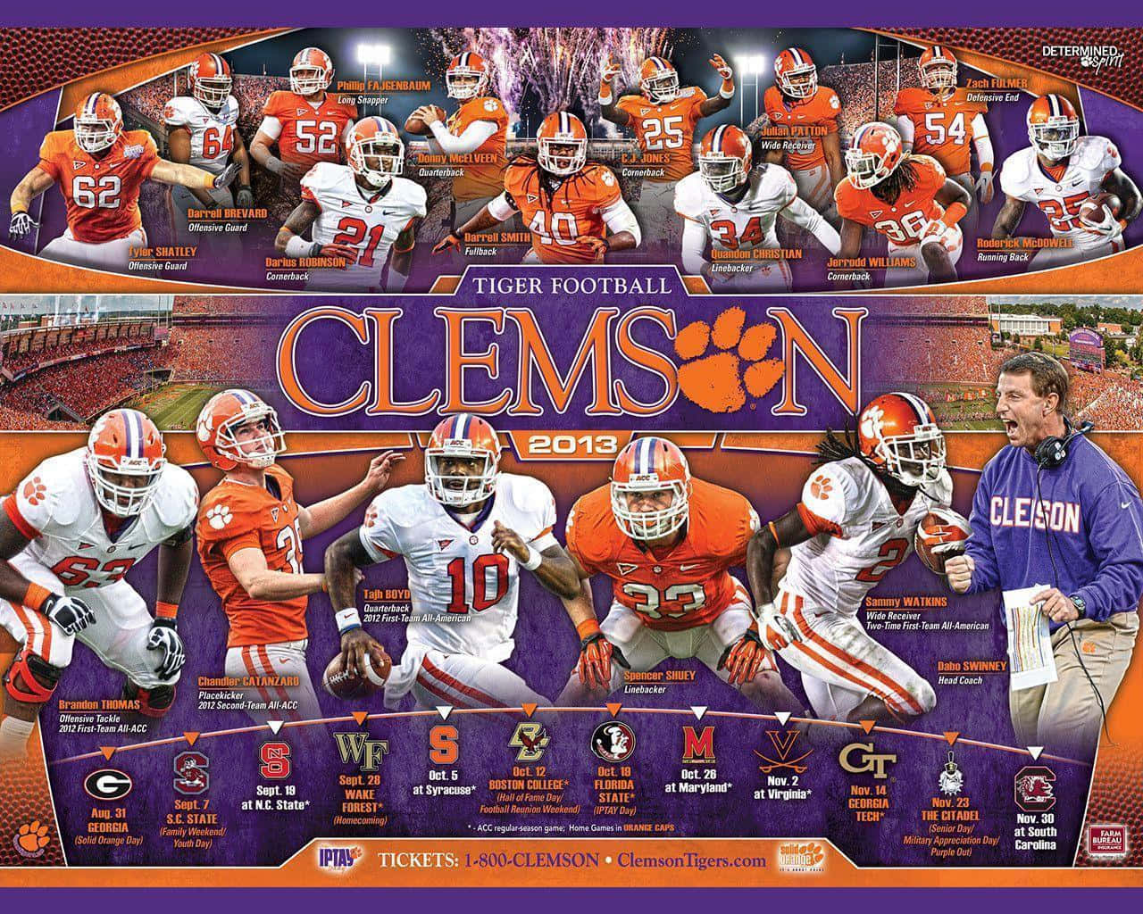 Clemson Tigers Fodbold 1280 X 1024 Wallpaper