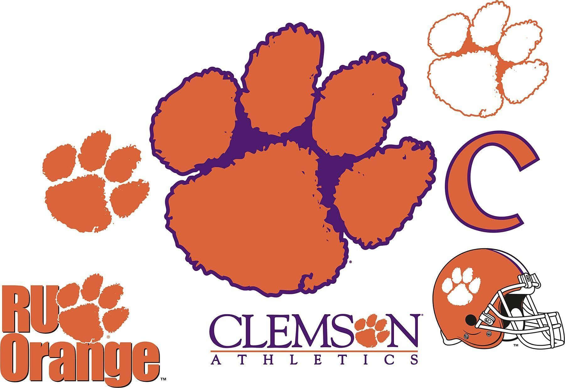 Clemsontigers Fotboll Signatur Orange Logotyp Wallpaper