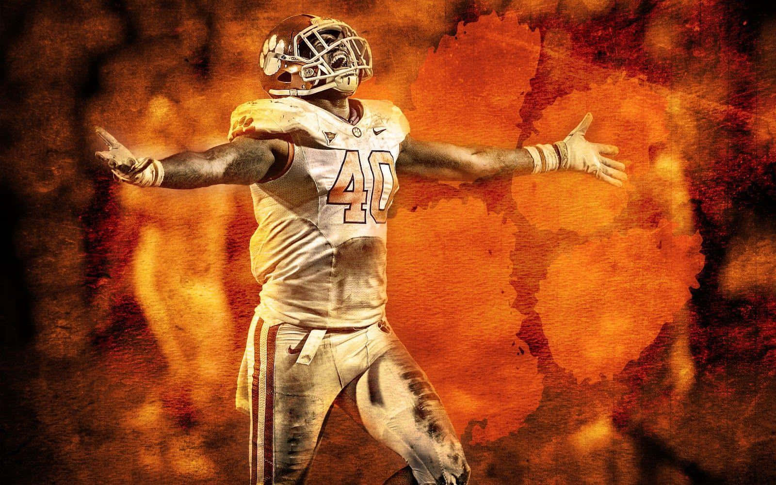 Clemson Tigers Football Player Arms Stretched Wide Wallpaper