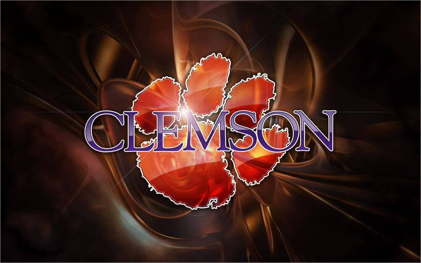 Clemson Tigers Fodbold Logo I Orange Med Navnet Clemson Skrevet I Sort Wallpaper