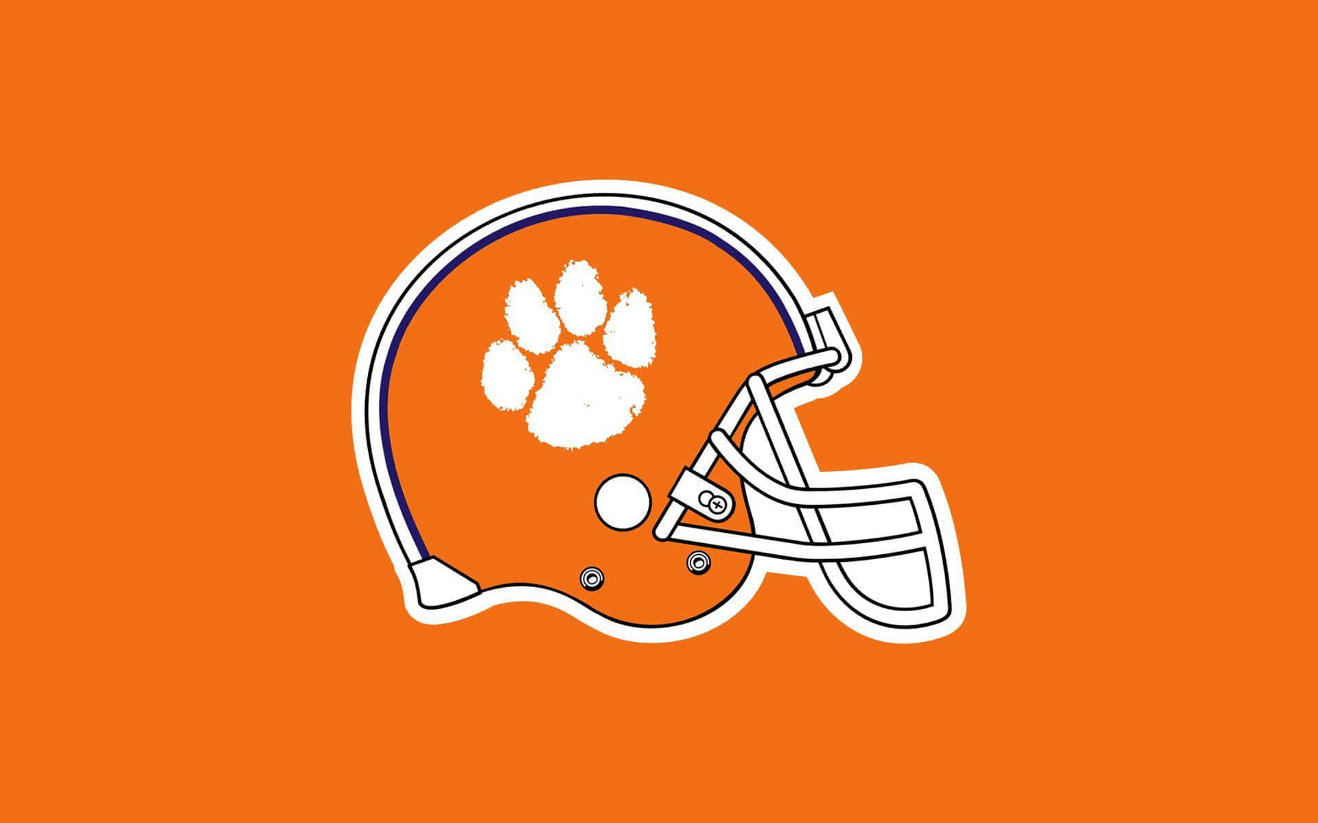 Clemson Tigers Football Helmet White Paw Print Logo Wallpaper