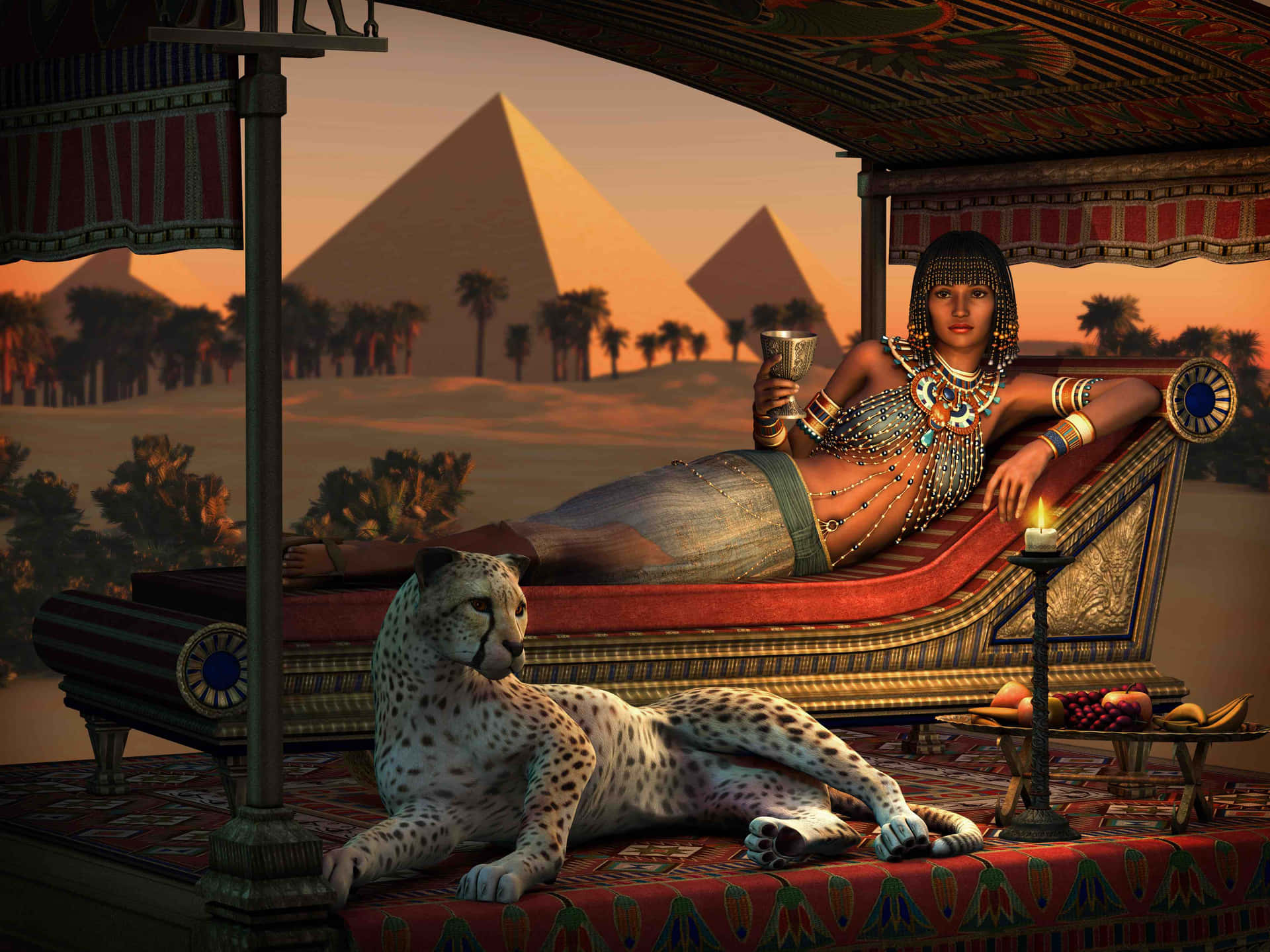 Legendary Egyptian ruler Cleopatra in a classic pose