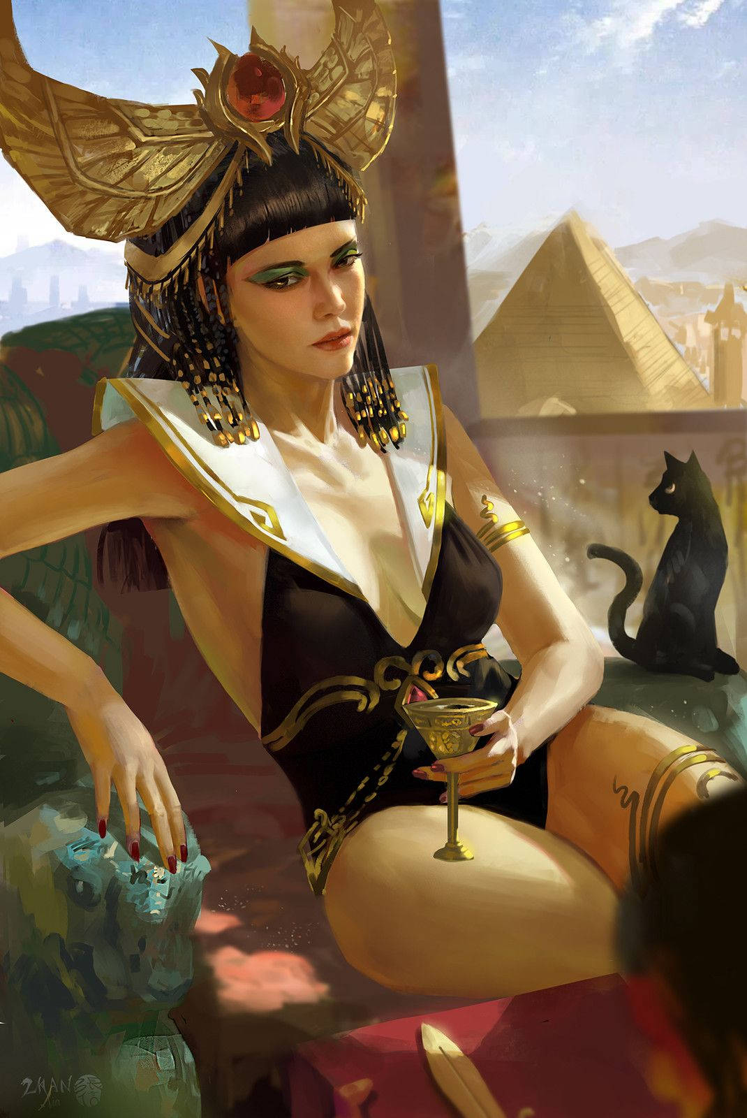 Cleopatra Holding Drink Wallpaper
