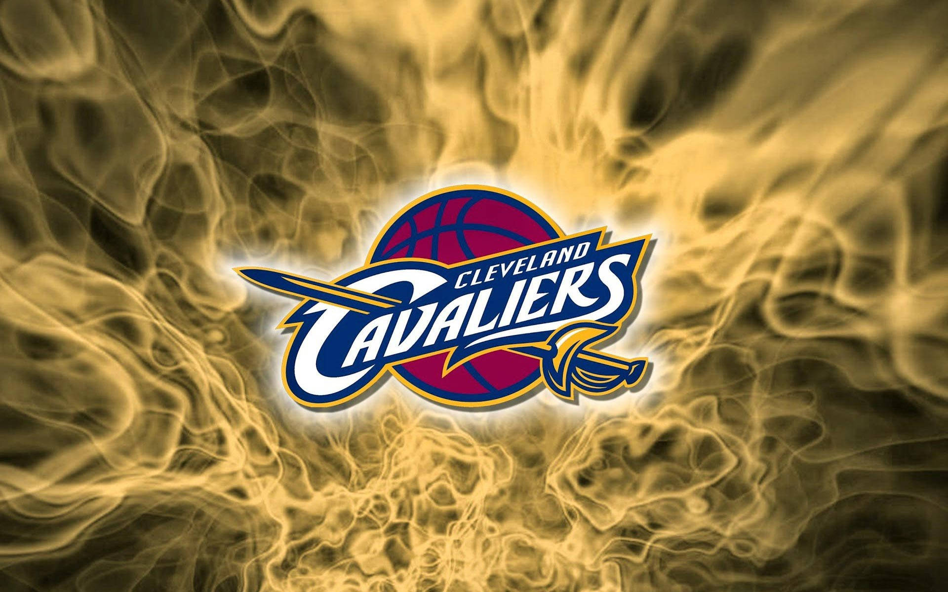 Cleveland Cavaliers Logo Yellow Smoke Effect Wallpaper