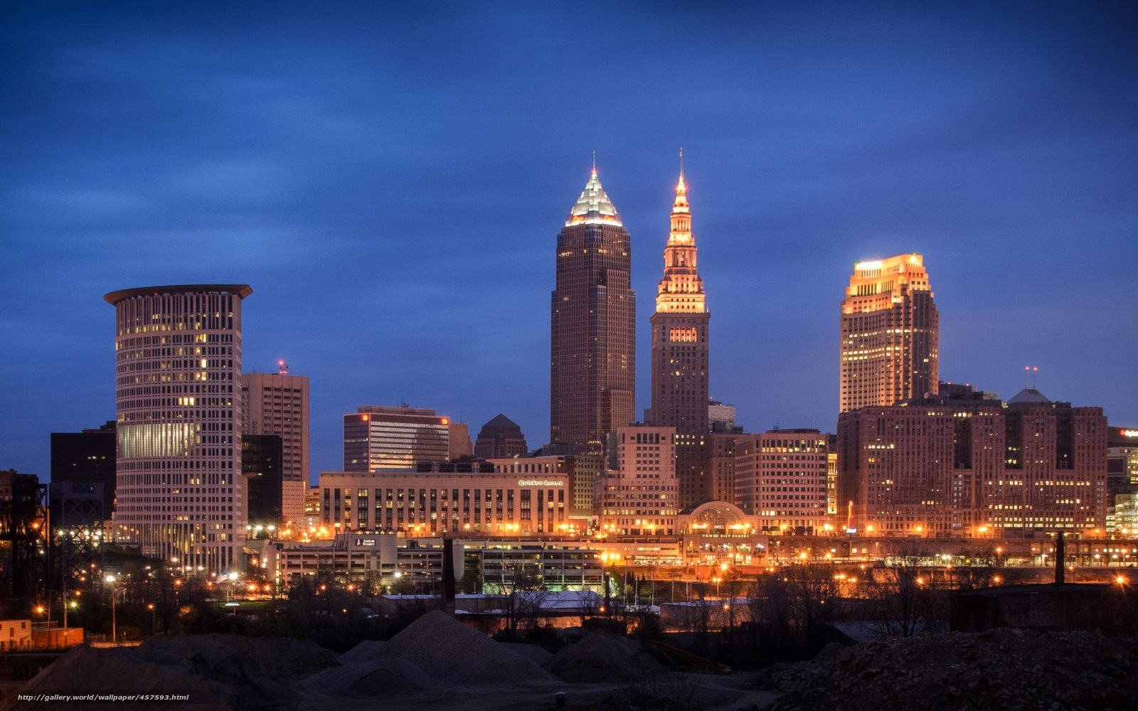 Cleveland Desktop Night City Lights Wallpaper