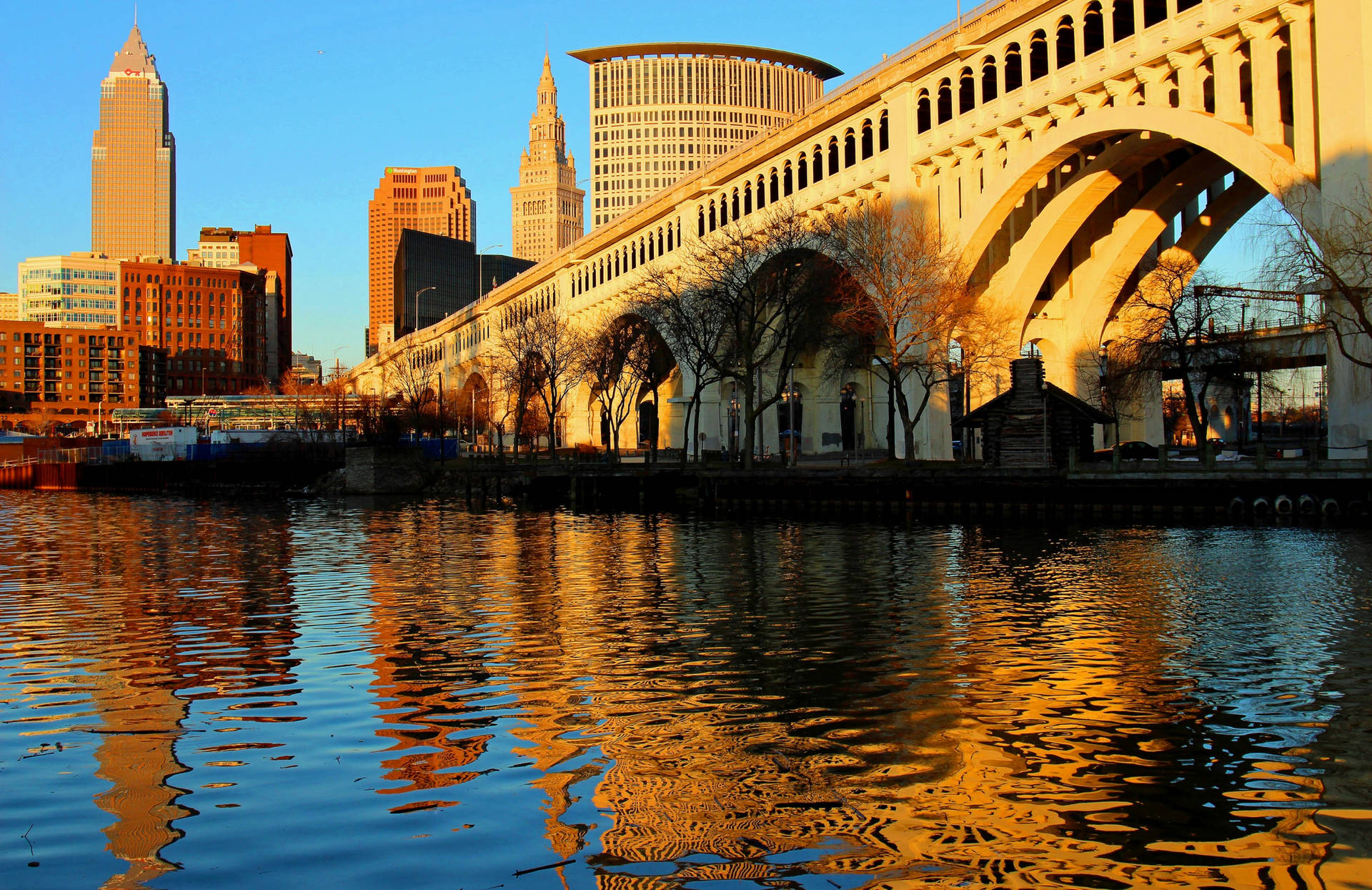 Cleveland Detroit Superior Bridge Sunrise Wallpaper