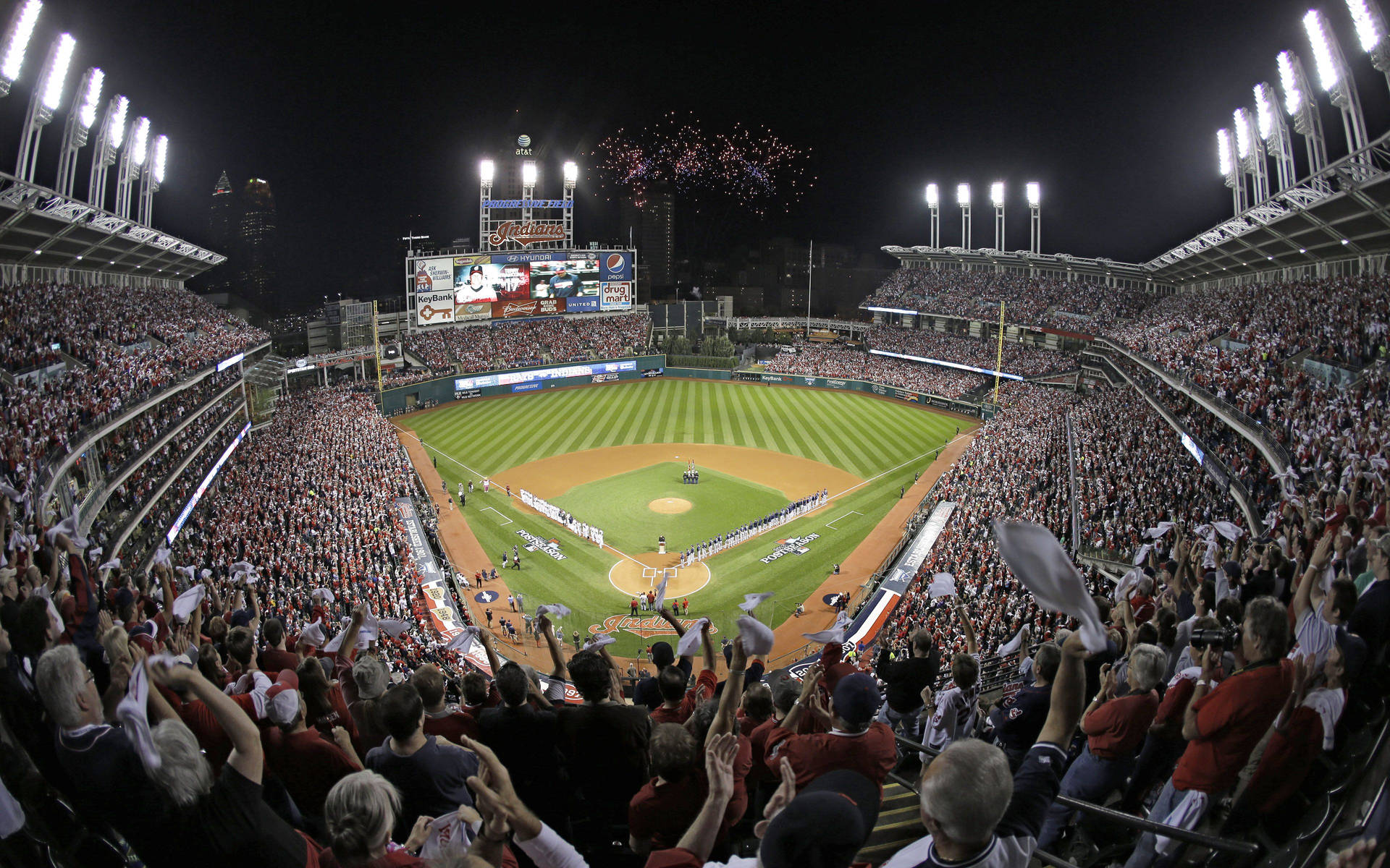 Cleveland Indians Progressive Field At Night Wallpaper