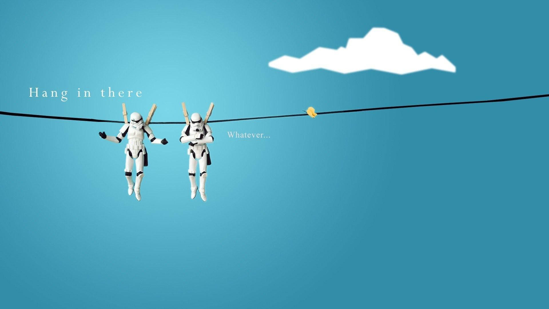 Clever Stormtroopers On Clothesline Background