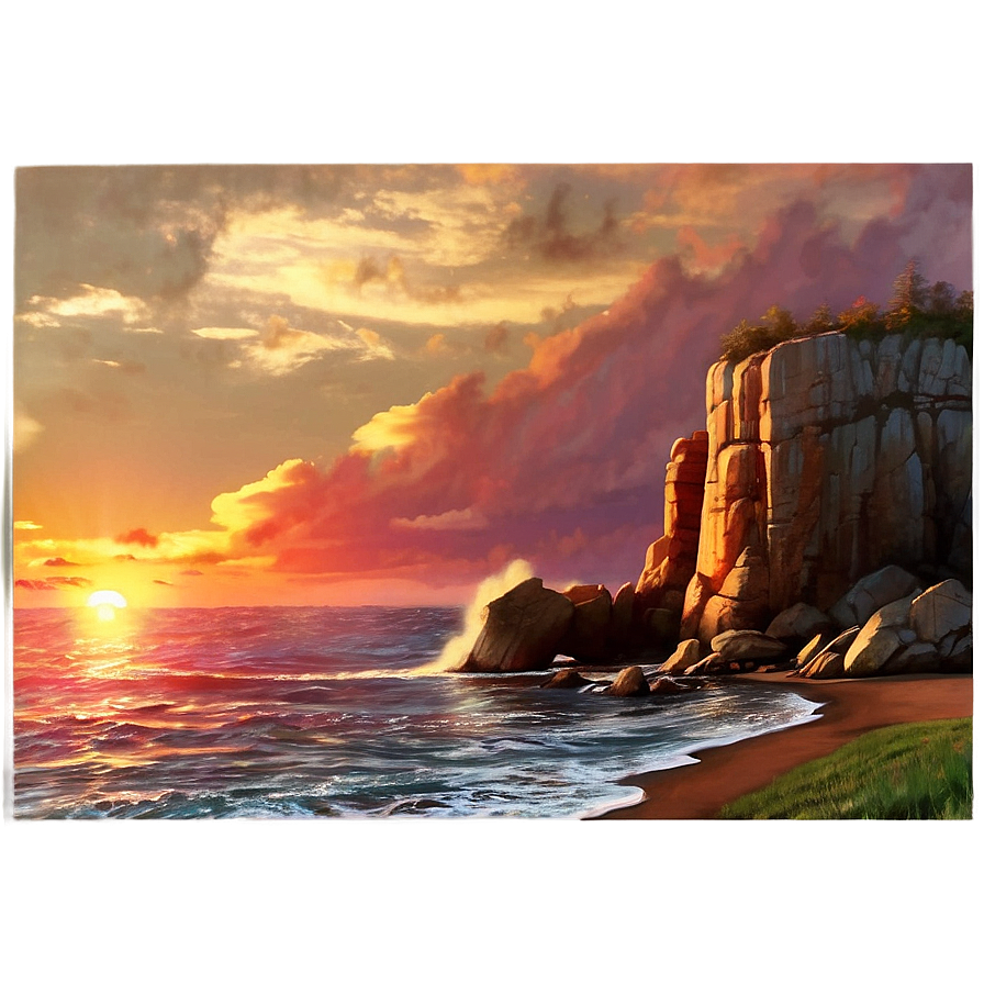 Cliff And Glowing Sunset Png Bfq93 PNG