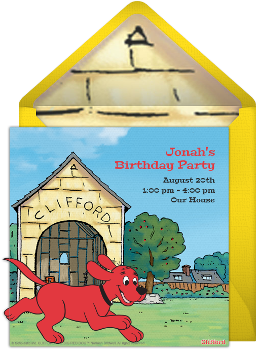 Clifford Birthday Party Invitation PNG