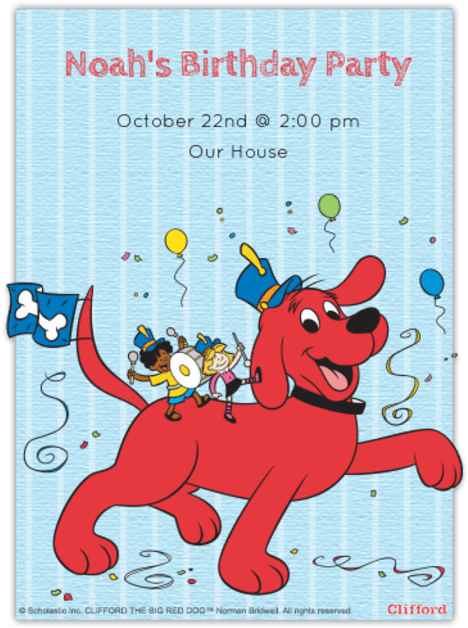 Clifford Birthday Party Invitation PNG