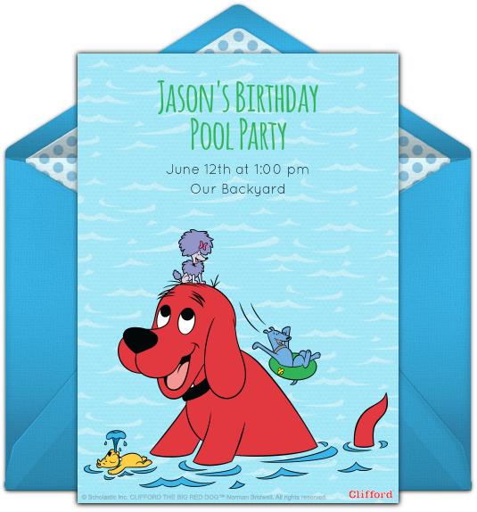 Clifford Pool Party Invitation PNG