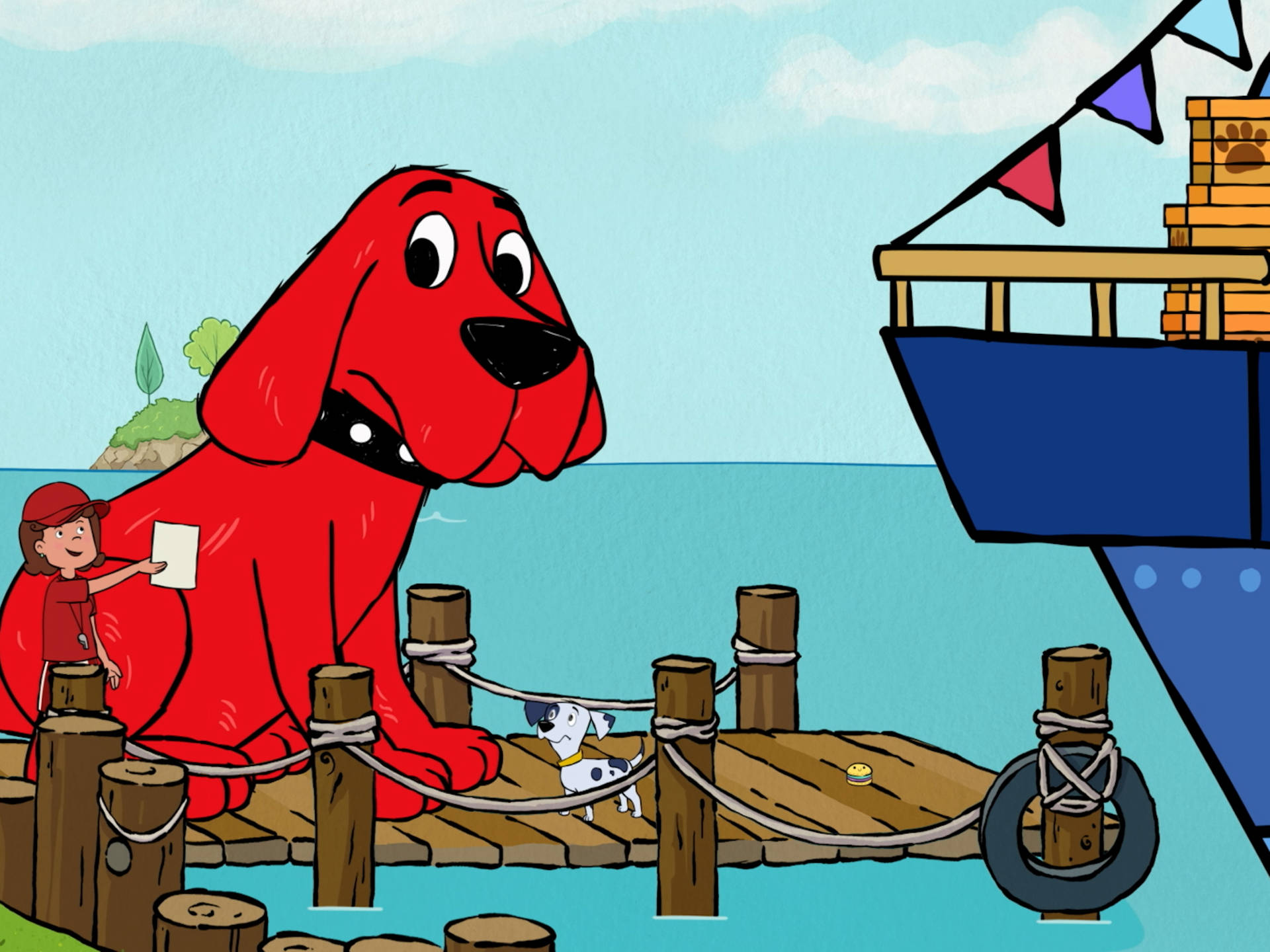 Clifford The Big Red Dog Boat Dock Wallpaper