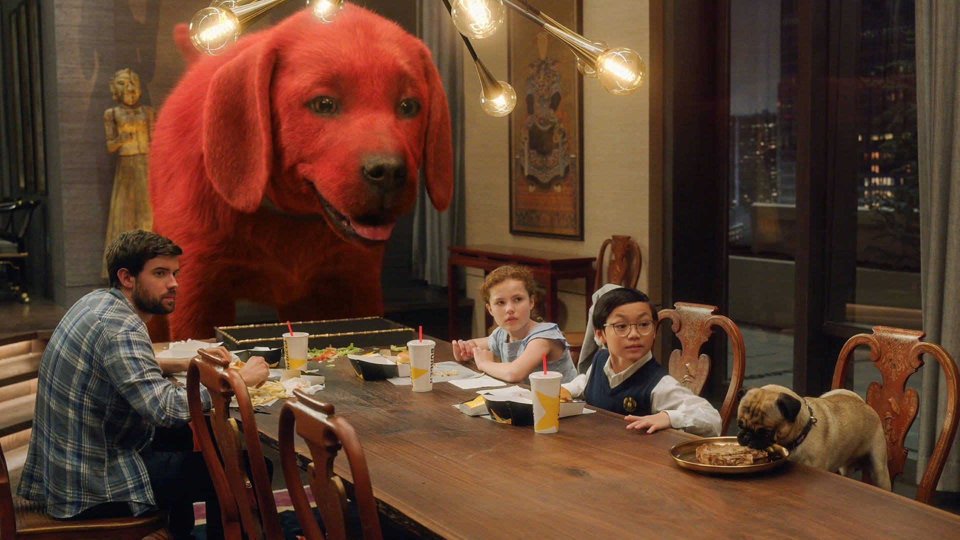 Clifford The Big Red Dog Dinner Scene Wallpaper