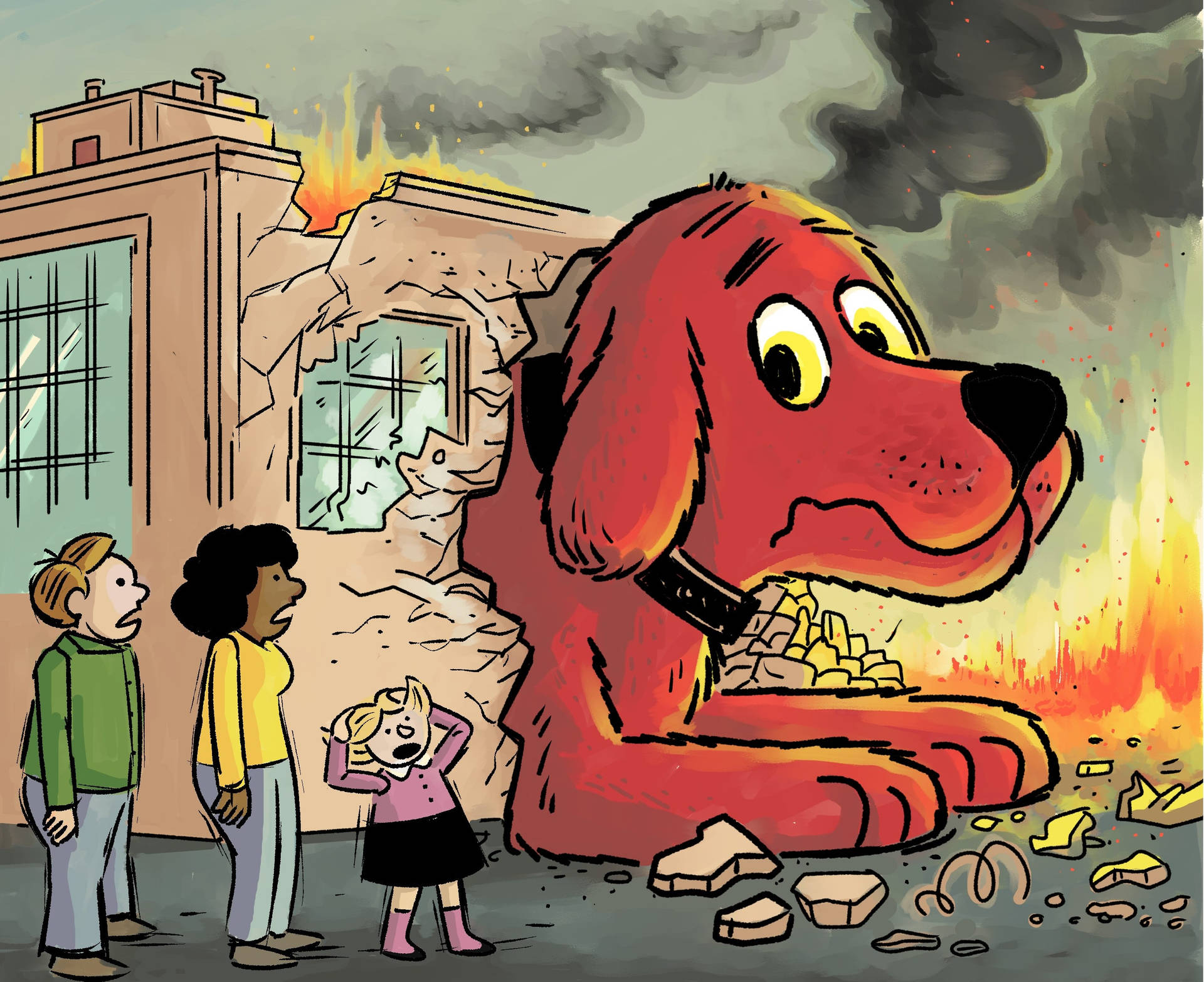 Clifford The Big Red Dog House Fire Background