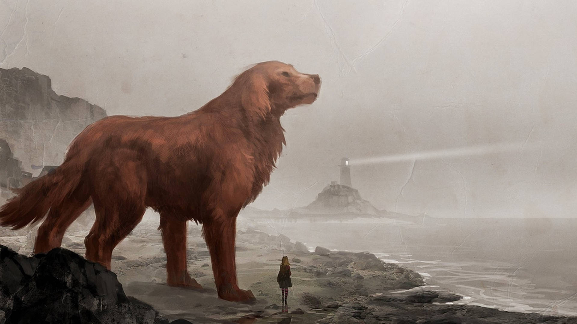 Cliffordo Cão Vermelho Gigante - Arte De Pintura Papel de Parede