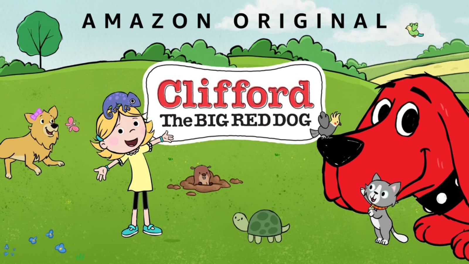 Clifford the Big Red Dog eagerly anticipating an adventure