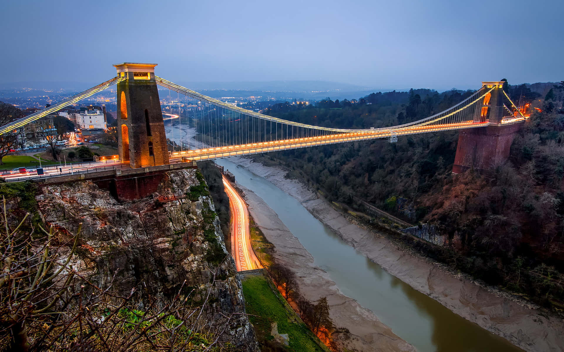 Clifton Suspension Bridge Twilight Bristol U K Wallpaper