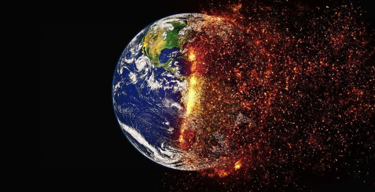 Imagende La Tierra En Llamas Por El Cambio Climático.