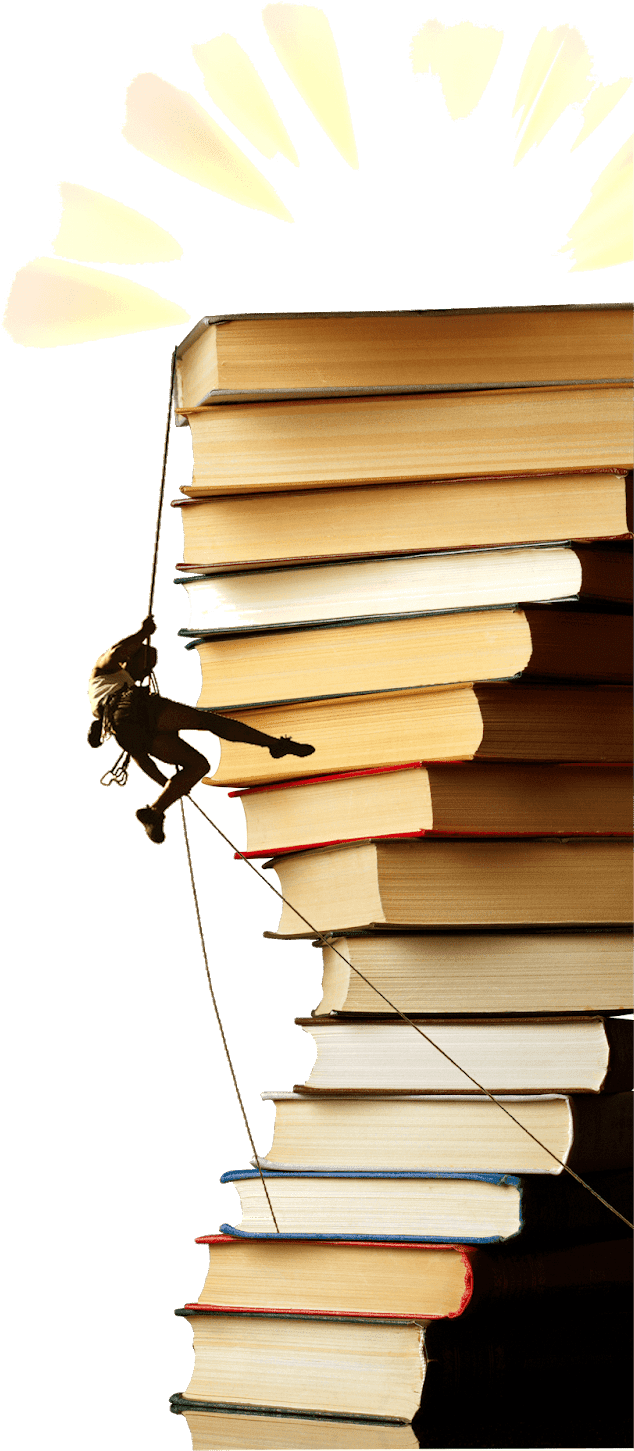 Climbing Books Staircase Illustration PNG