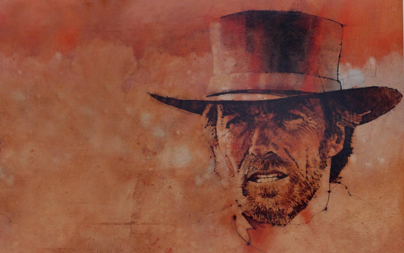Clint Eastwood Brown Stained Painting Wallpaper