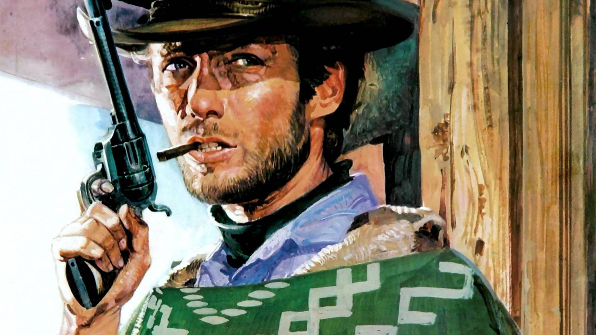 Pinturade Clint Eastwood En El Dólar Implacable. Fondo de pantalla
