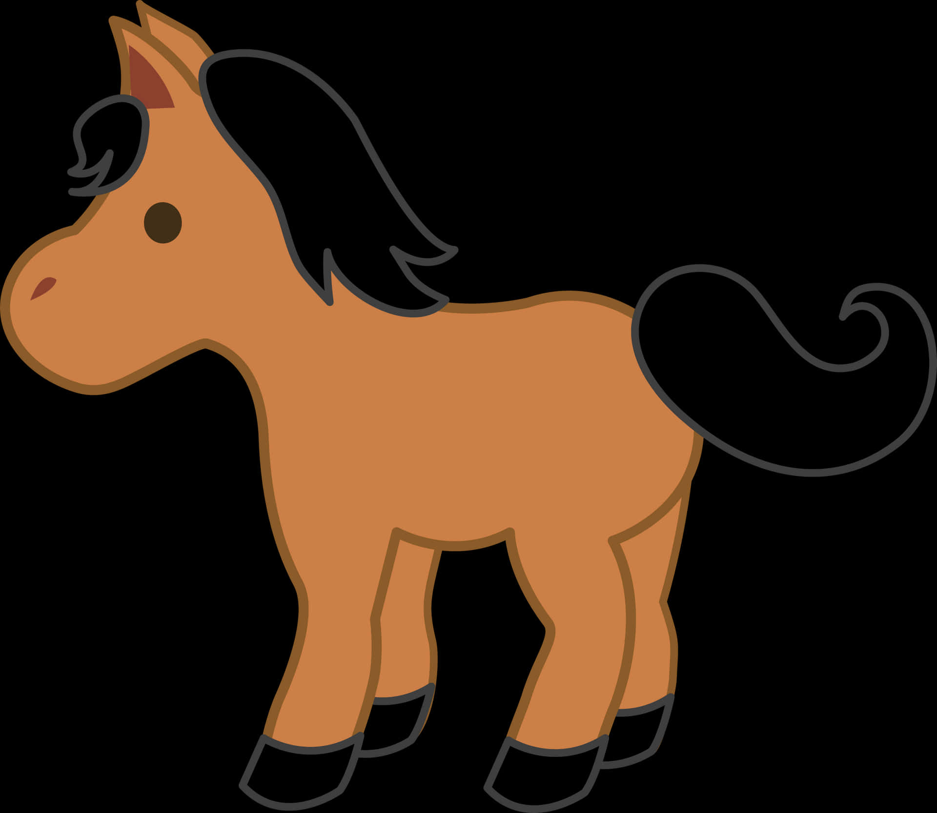 A Cartoon Horse With Black Mane And Tail