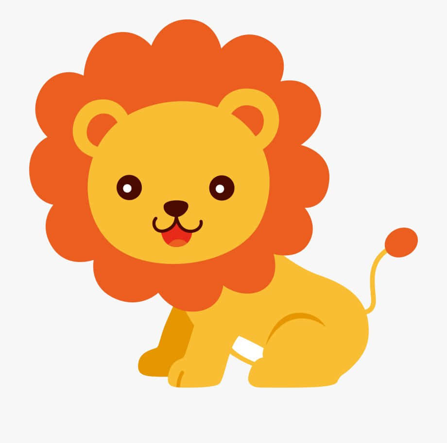 A Cute Lion Sitting On A White Background