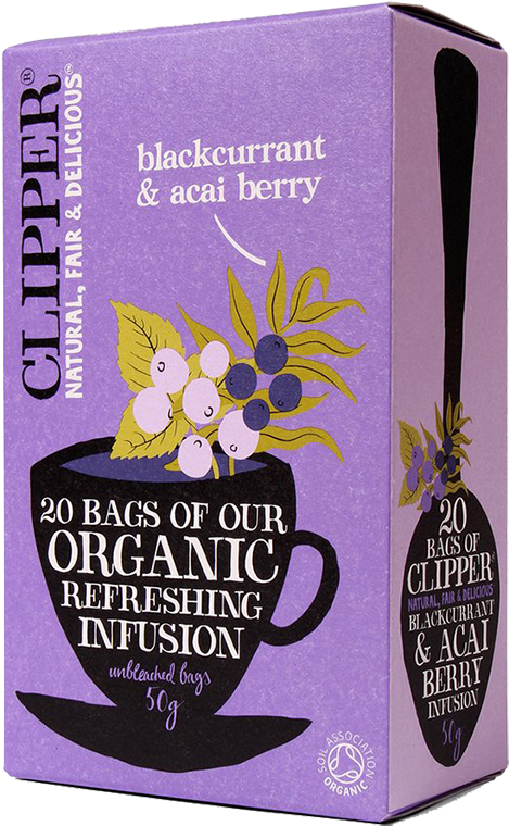 Clipper Blackcurrant Acai Berry Tea Box PNG