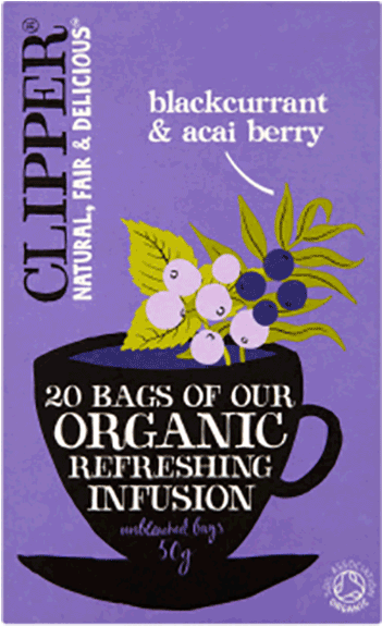 Clipper Blackcurrant Acai Berry Tea Product PNG