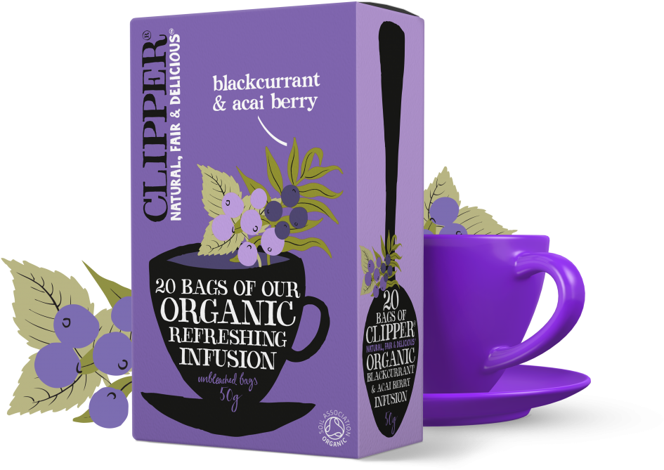 Clipper Organic Blackcurrant Acai Berry Tea PNG