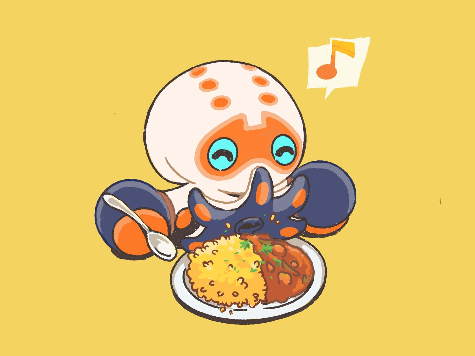 Clobbopus Eating Curry Wallpaper