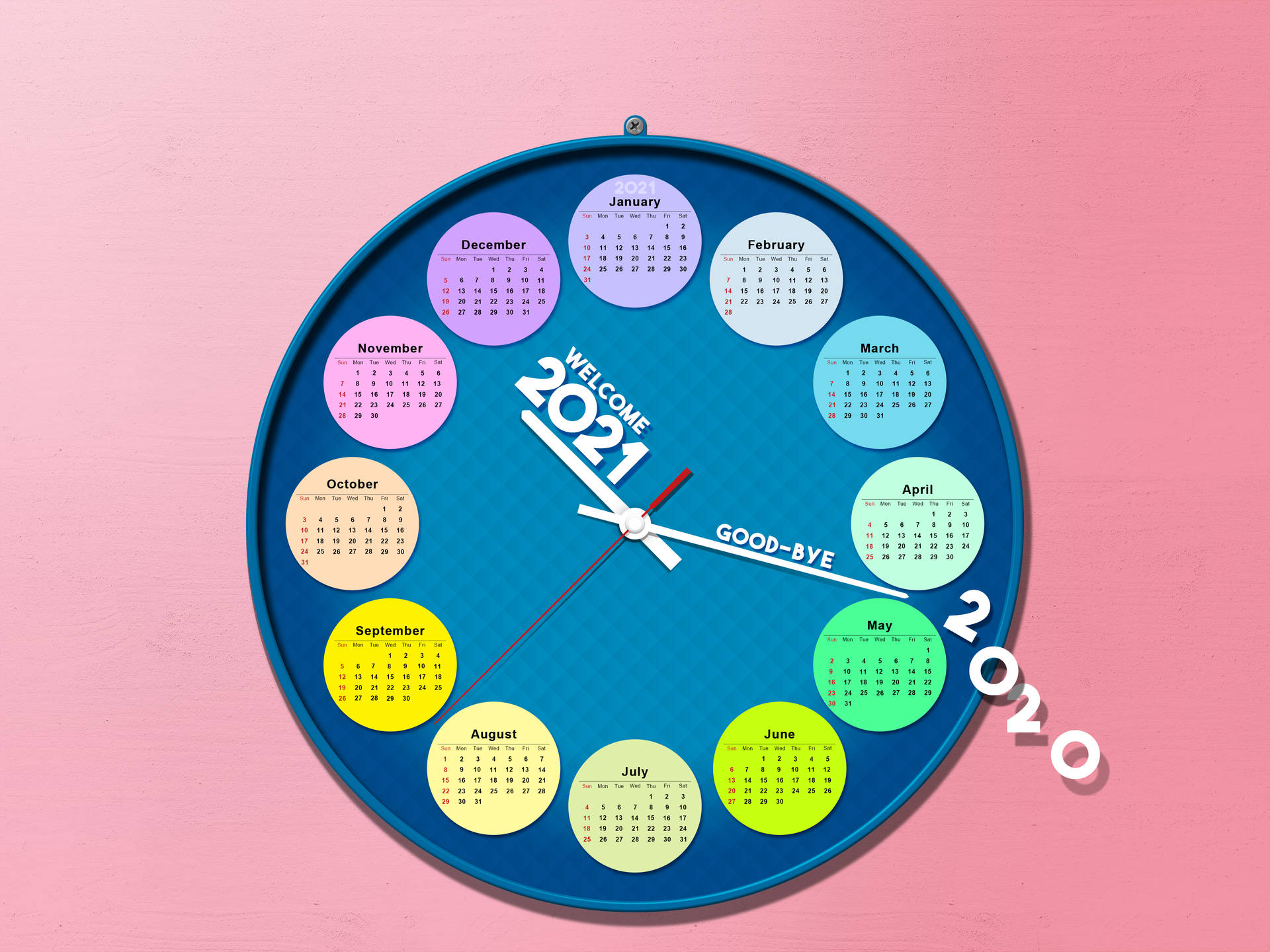 Klok og kalender 2021 skrivebordsbaggrund Wallpaper