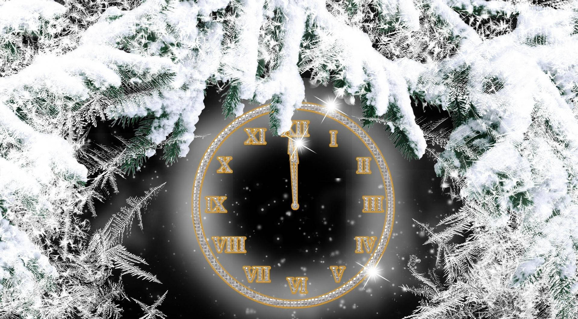 Clock In The Snow Wallpaper
