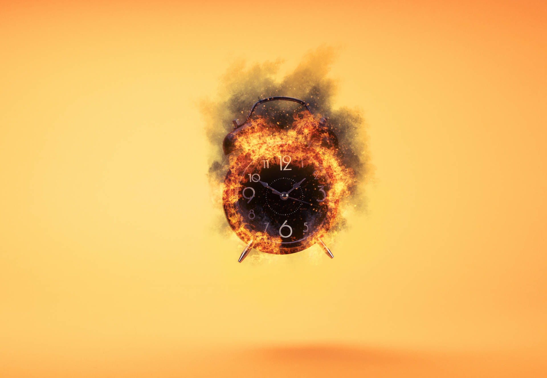 Clock Time On Fire Wallpaper