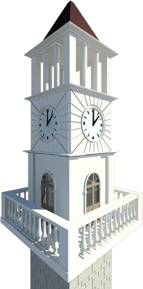 Clock Tower3 D Rendering PNG