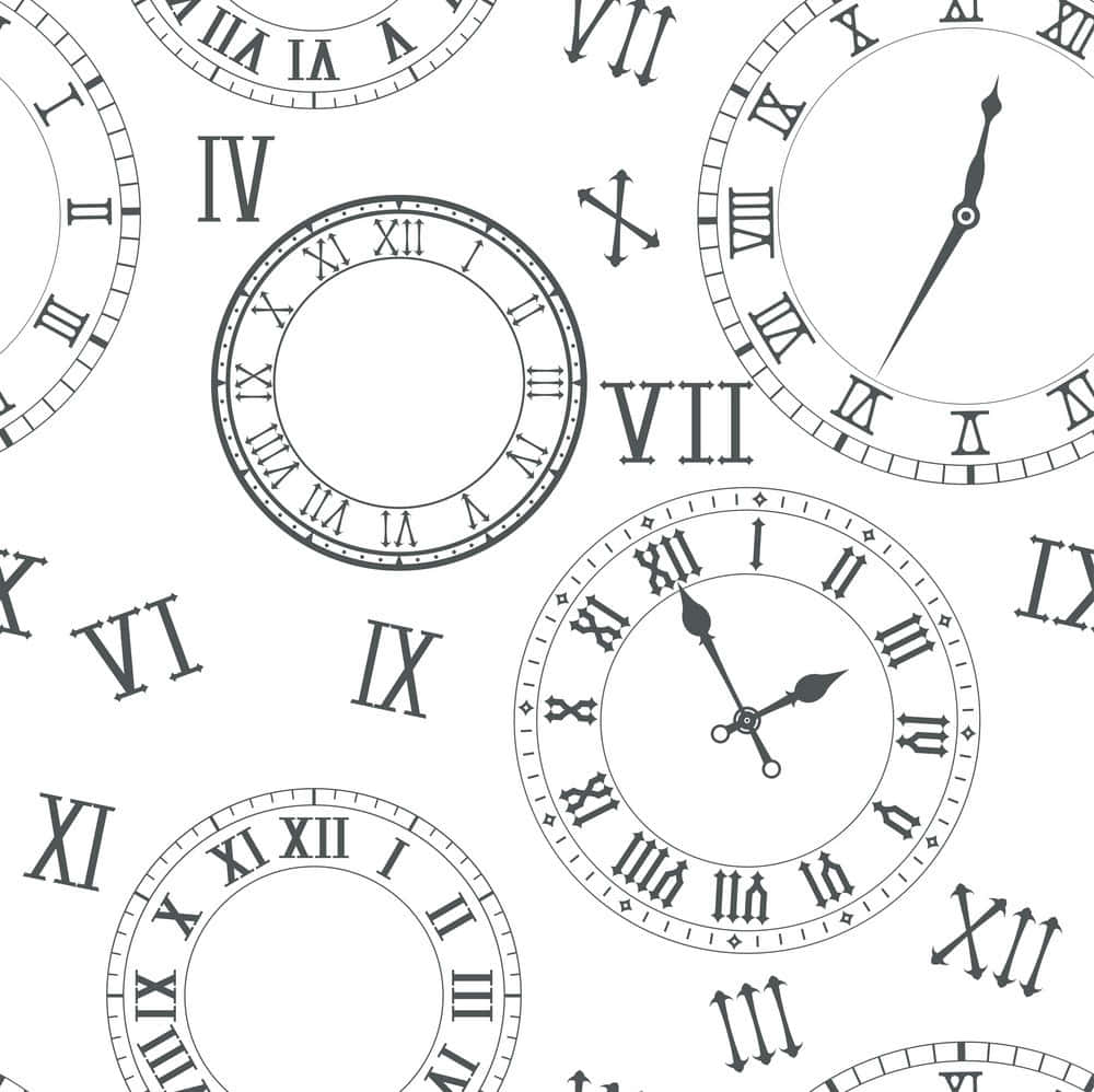 Seamless Pattern Of Clocks On A White Background