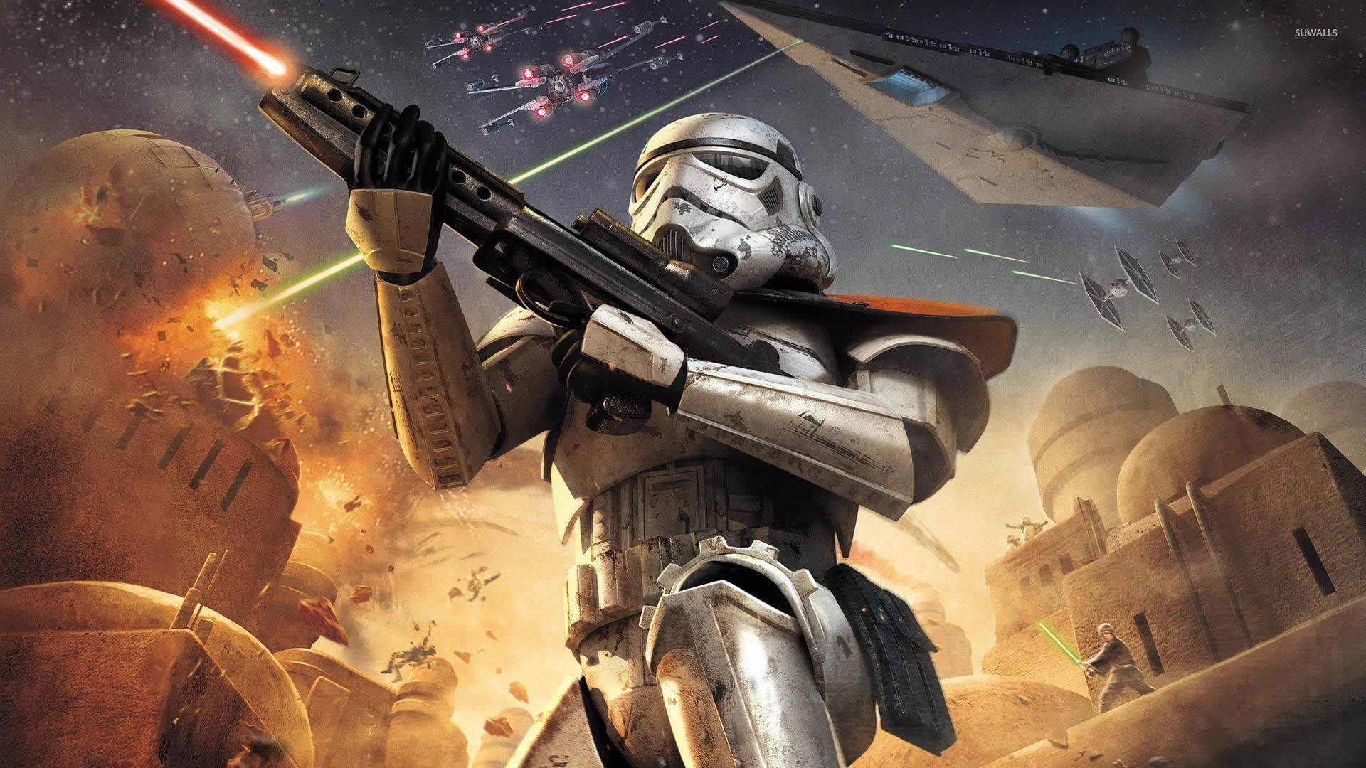 A Clone Trooper Gets Ready For Battle Wallpaper