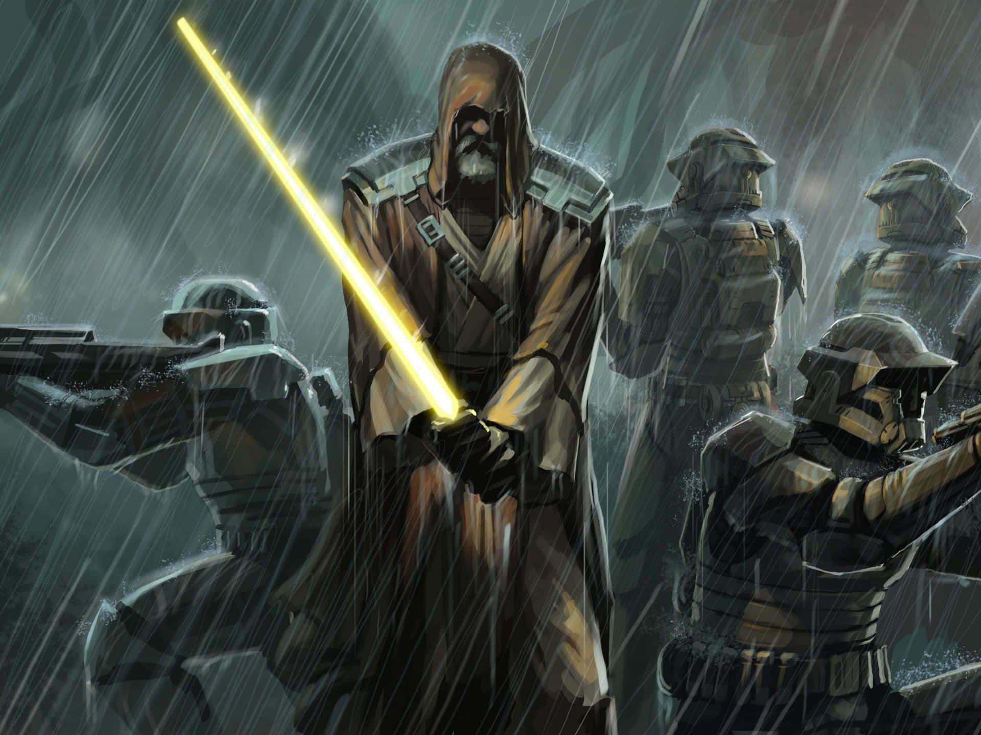 Anakin Skywalker leads the army in the Clone Wars Wallpaper