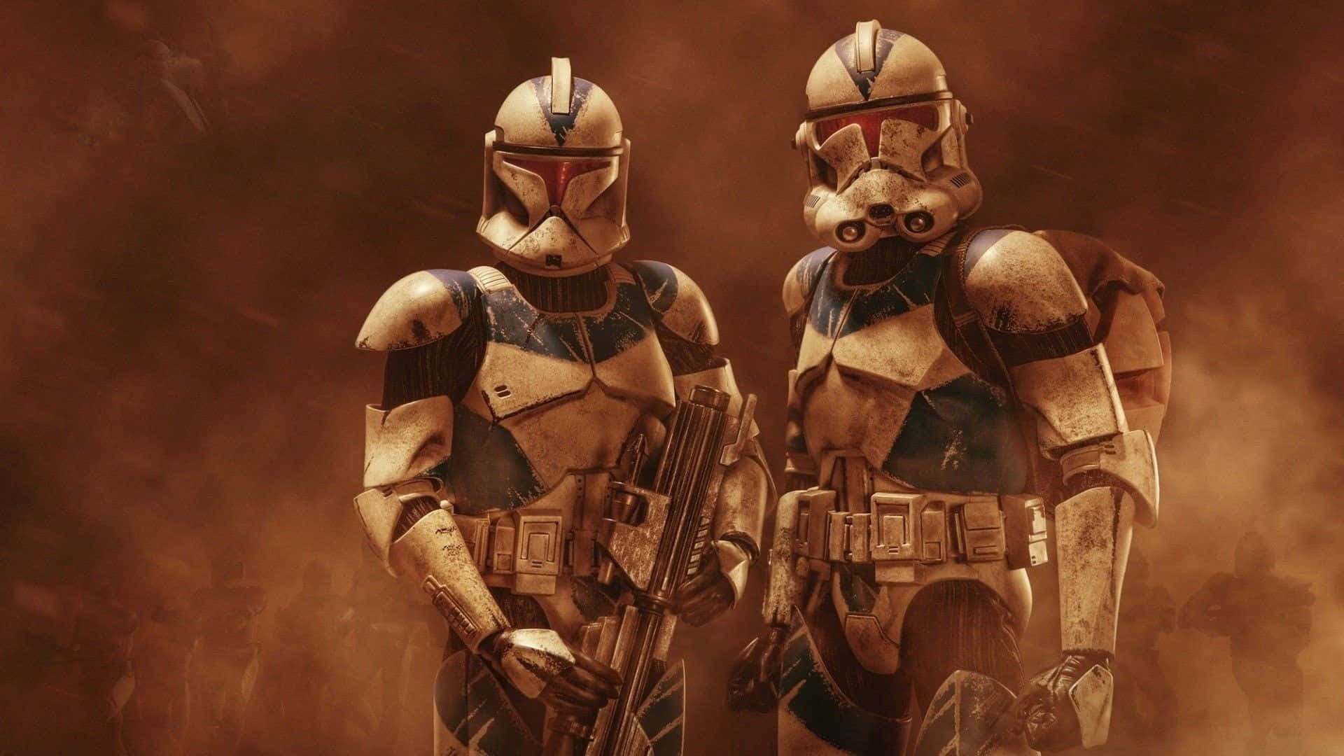 Clone Wars Two Troopers Smokey Background
