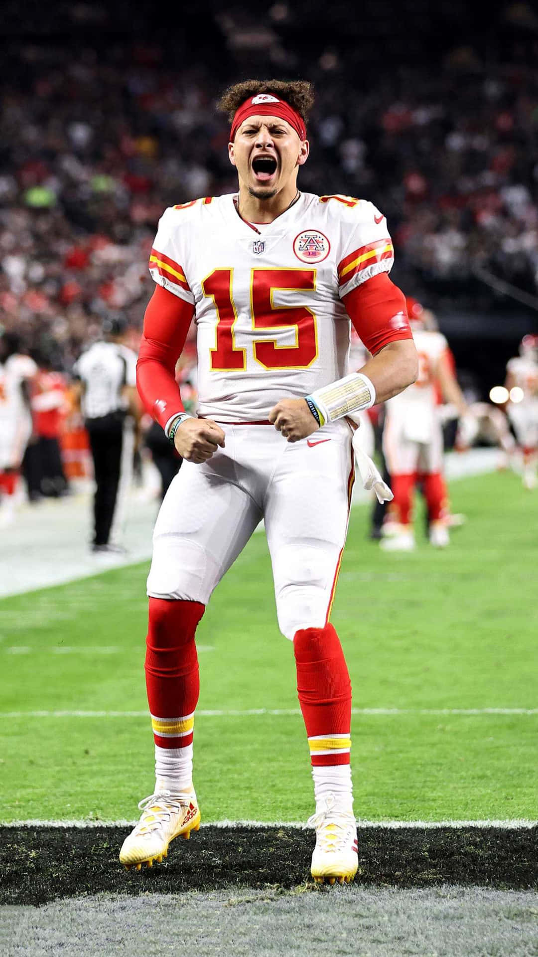 Close-up Action Shot Of Nfl Star, Patrick Mahomes In Game.