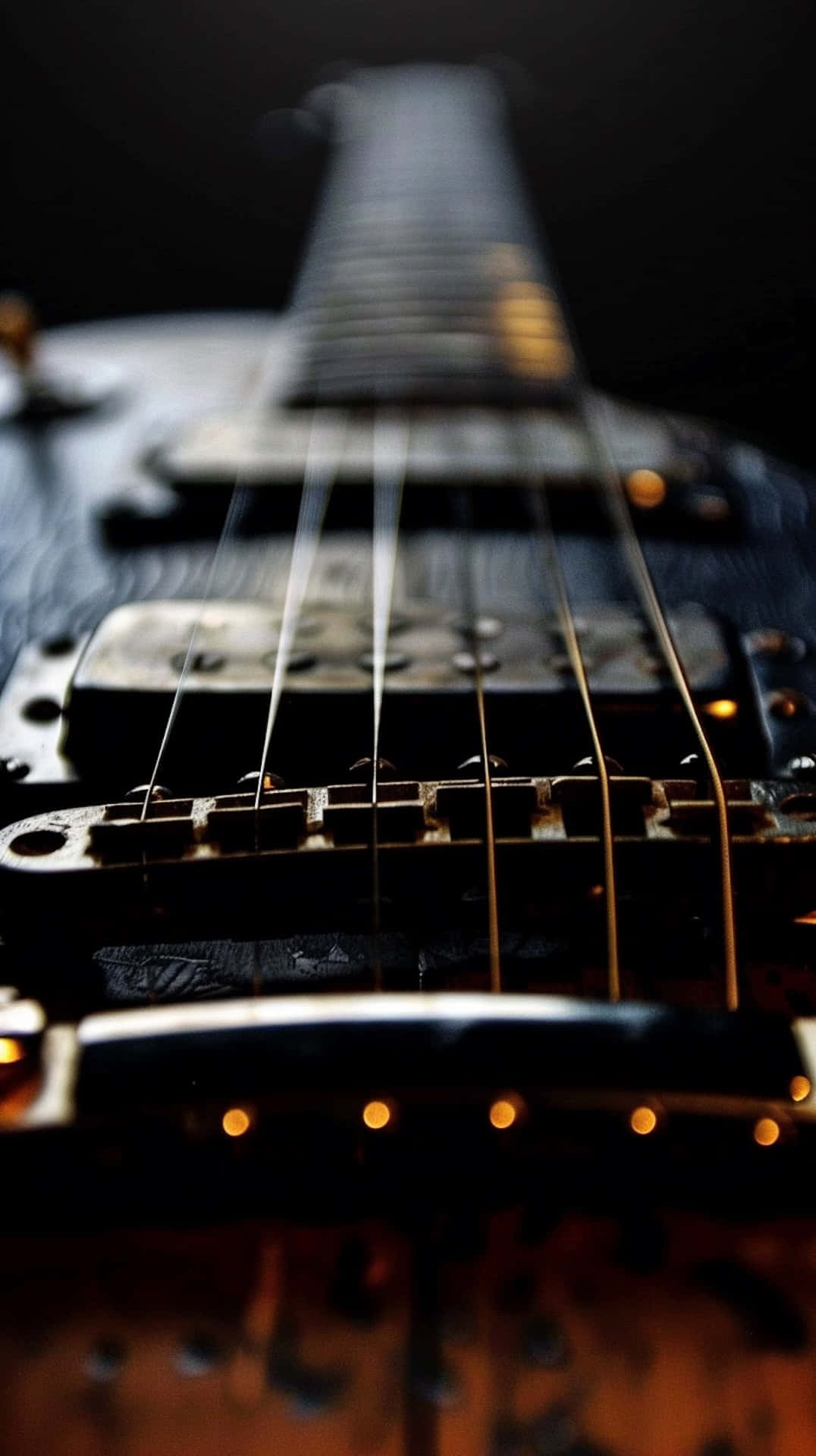 Close Up Black Electric Guitar Wallpaper