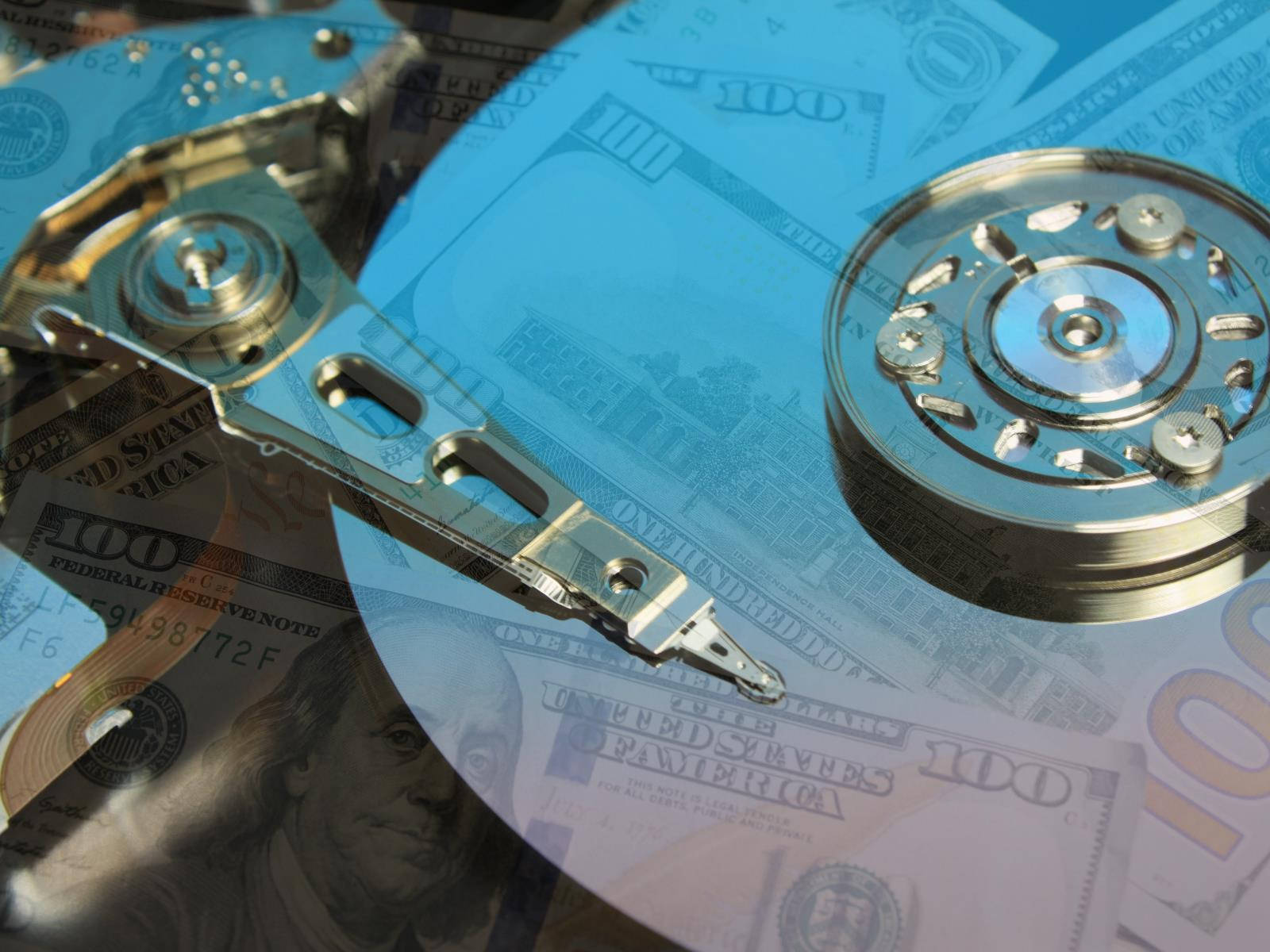 Close-up view of a Computer Hard Drive Disk Wallpaper