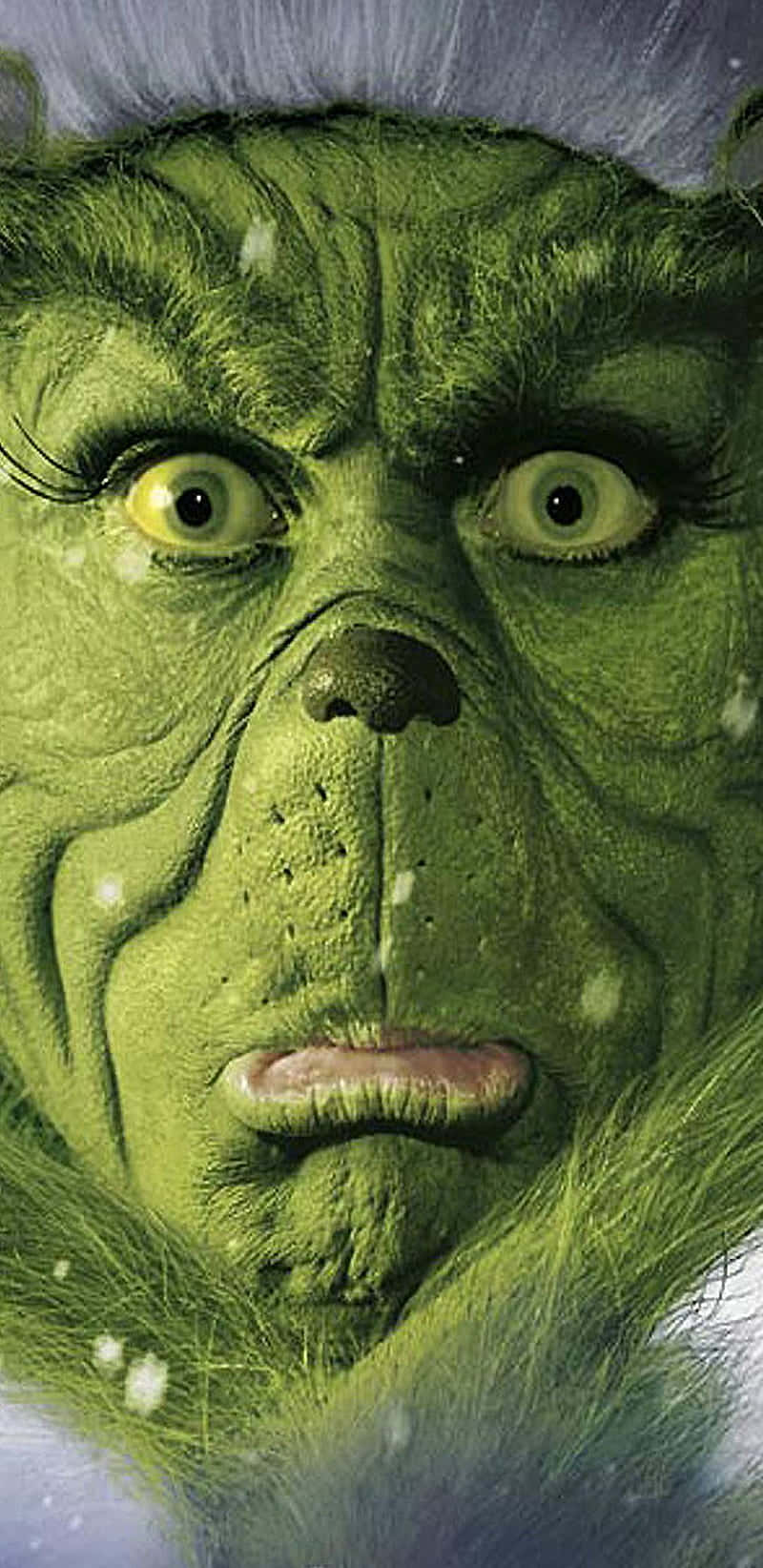 Close Up Green Grinch Face Wallpaper